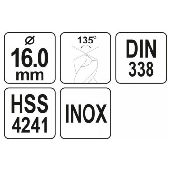 YATO Csigafúró 16,0 x 176/122 mm inox HSS Premium (YT-44239) YATO Csigafúró 16,0 x 176/122 mm inox HSS Premium (YT-44239)