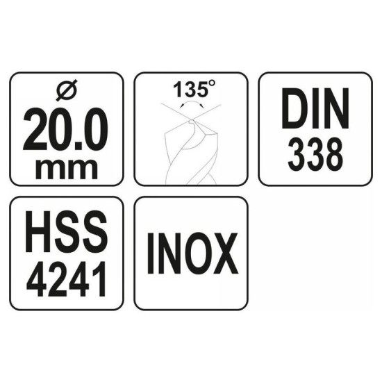 YATO Csigafúró 20,0 x 205/140 mm inox HSS Premium (YT-44240) YATO Csigafúró 20,0 x 205/140 mm inox HSS Premium (YT-44240)