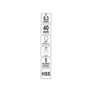 YATO Kúpos süllyesztő fémre 6,3 mm bit befogású HSS (YT-44721)