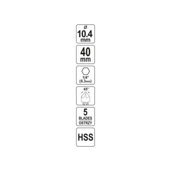 YATO Kúpos süllyesztő fémre 10,4 mm bit befogású HSS (YT-44723)