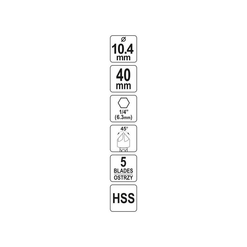 YATO Kúpos süllyesztő fémre 10,4 mm bit befogású HSS (YT-44723)
