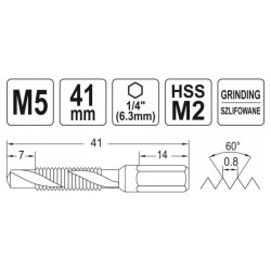 YATO Kombinált gépi fúró-menetfúró M5 bit befogású (YT-44842)