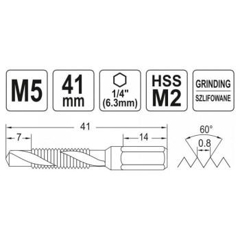 YATO Kombinált gépi fúró-menetfúró M5 bit befogású (YT-44842)