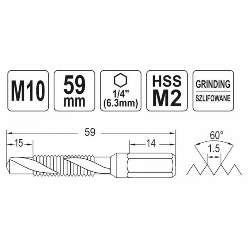 YATO Kombinált gépi fúró-menetfúró M10 bit befogású (YT-44847)