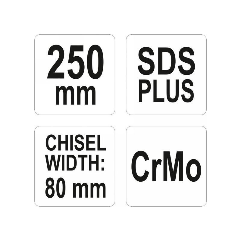 YATO Széles vésőszár 80 x 250 mm SDS-Plus (YT-47212)
