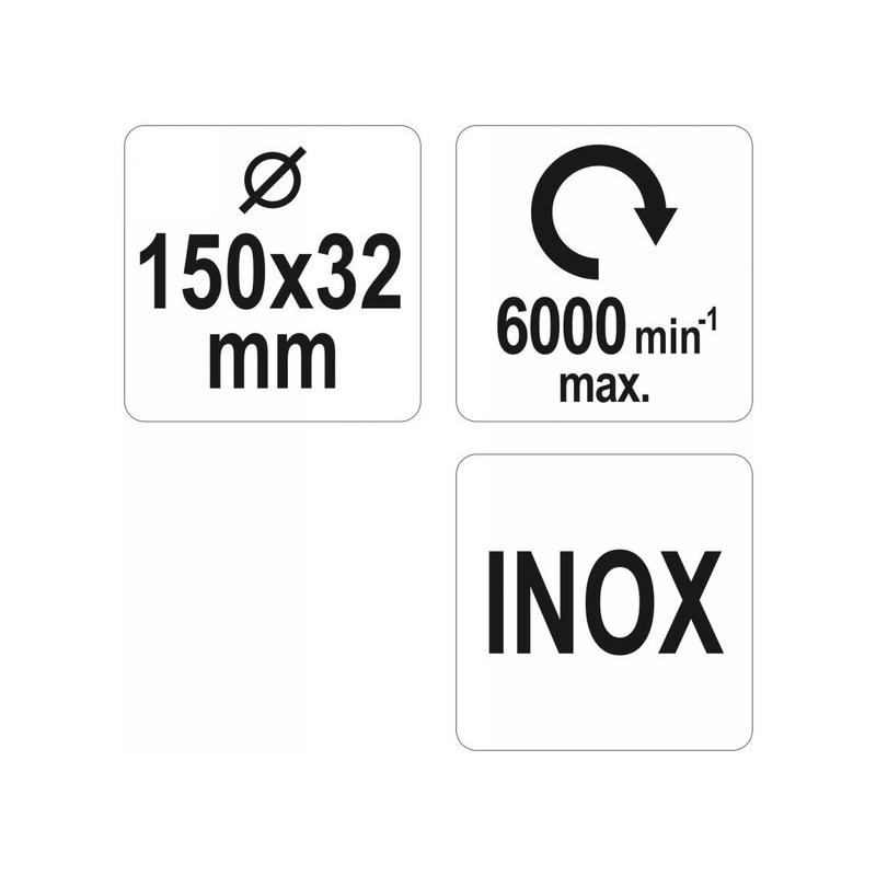 YATO Körkefe 150 x 32 mm szűkítőgyűrűkkel inox (YT-47554)