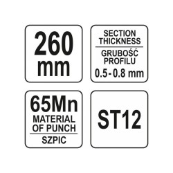 YATO Profilegyesítő fogó (gipszkartonozáshoz) 260 mm d= 0,5-0,8 mm (YT-51312)