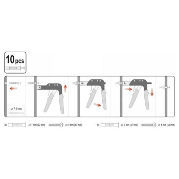 YATO Molly fogó üreges bővítőcsavarokhoz +10 db csavar (YT-51450) YATO Molly fogó üreges bővítőcsavarokhoz +10 db csavar (YT-51450)