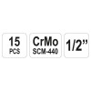 YATO Gépi hosszú dugókulcs készlet 15 részes 1/2' 10-32 mm CrMo (YT-1055)