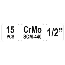 YATO Gépi hosszú dugókulcs készlet 15 részes 1/2' 10-32 mm CrMo (YT-1055)