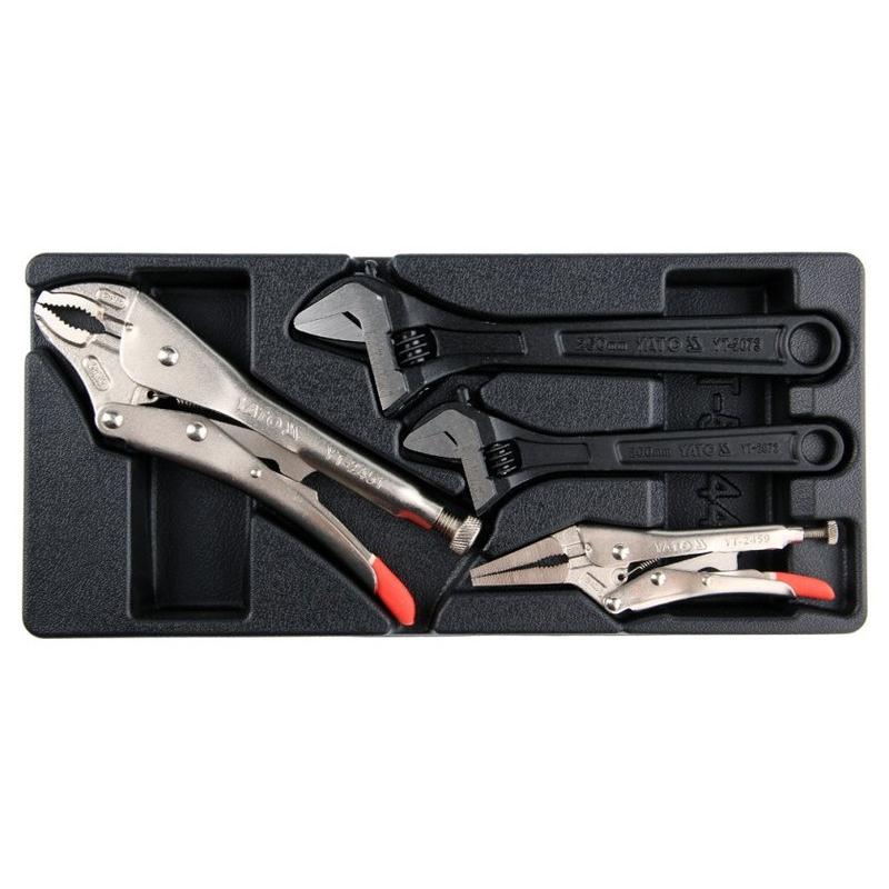 YATO Állítható villáskulcs és fogó készlet 4 részes (fiókbetét) (YT-55444)