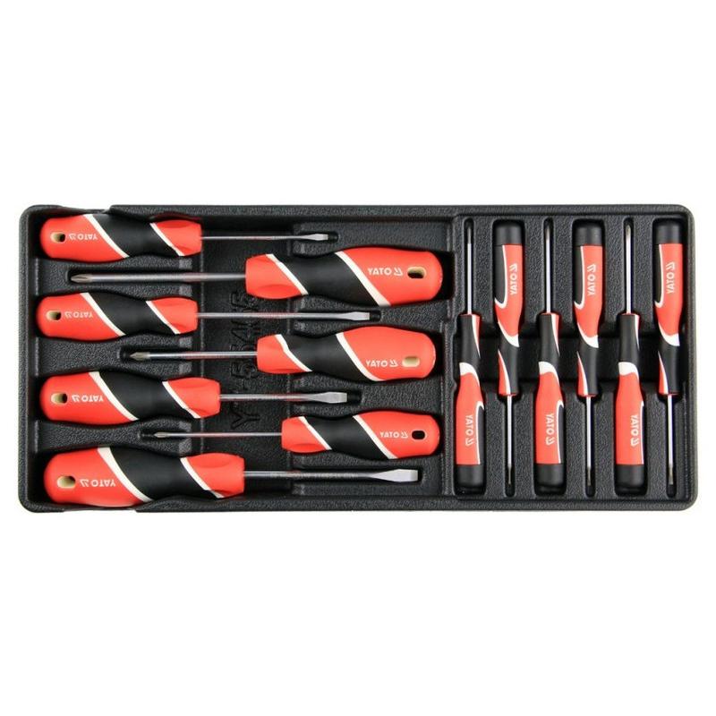 YATO Csavarhúzó készlet 13 részes S2 (fiókbetét) (YT-55455)