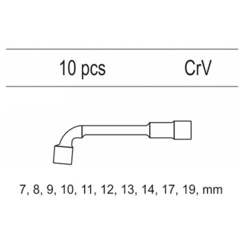 YATO Pipakulcs készlet 10 részes 7-19 mm CrV (fiókbetét) (YT-55456)
