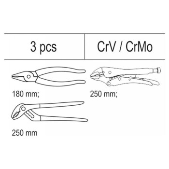 YATO Fogó készlet 3 részes (fiókbetét) (YT-55463) YATO Fogó készlet 3 részes (fiókbetét) (YT-55463)