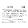 YATO Menetfúró és metsző készlet (kézi) 35 részes HSS M3-M12-ig (fiókbetét) (YT-55465)