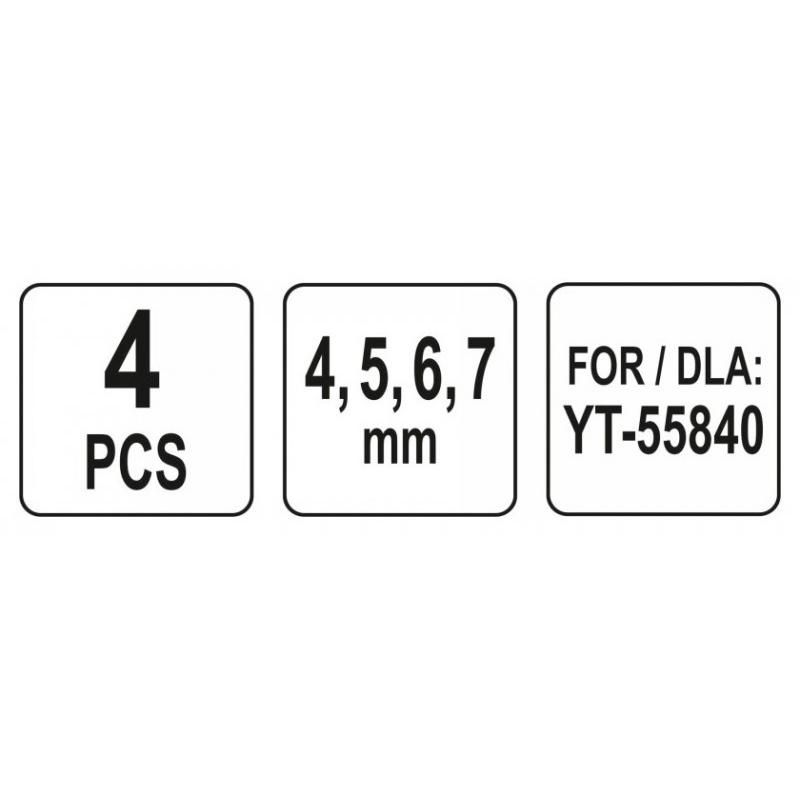 YATO Homokszóró fúvóka készlet 4 részes 4,5,6,7 mm (YT-55844)