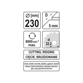 YATO Ráspolyos vágókorong 230 mm (YT-59163)