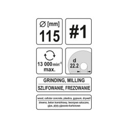 YATO Ráspolykorong durva #1 115 x 22,2 mm (YT-59166) YATO Ráspolykorong durva #1 115 x 22,2 mm (YT-59166)