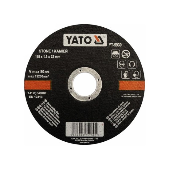 YATO Vágókorong kőre 115 x 1,5 x 22 mm (YT-5930)