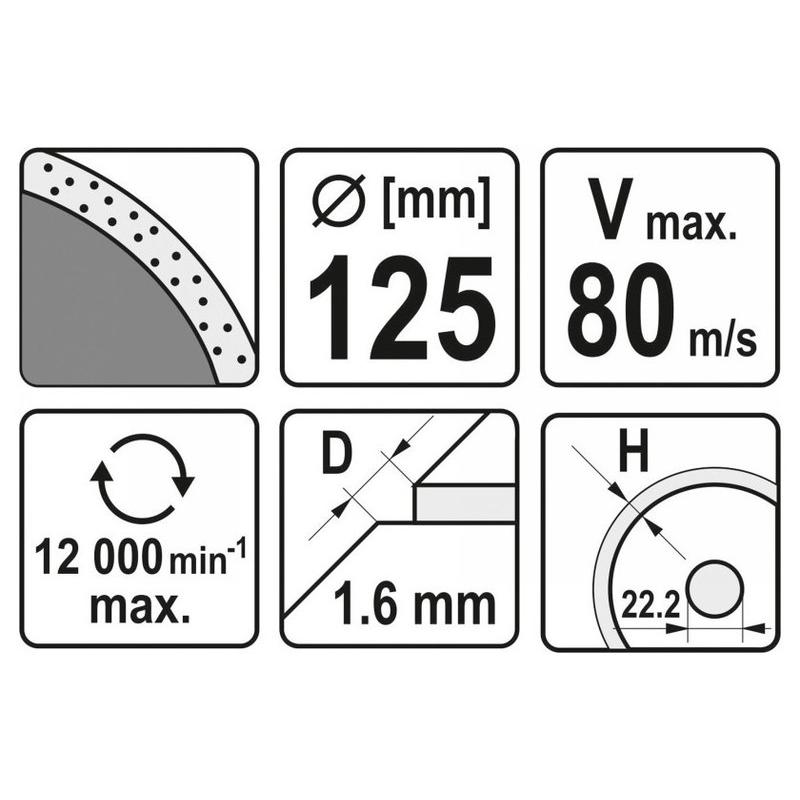 YATO Gyémánt vágókorong 125 x 1,6 x 10 x 22,2 mm folytonos (YT-59952)