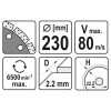 YATO Gyémánt vágókorong 230 x 2,2 x 10 x 22,2 mm szegmentált (YT-59965)