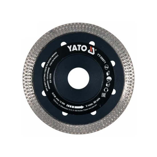 YATO Gyémánt vágókorong 115 x 1,6 x 10 x 22,2 mm folytonos (YT-59971)