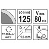 YATO Gyémánt vágókorong 125 x 1,6 x 10 x 22,2 mm folytonos (YT-59972)