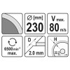 YATO Gyémánt vágókorong 230 x2,0 x 10 x 22,2 mm folytonos (YT-59975)
