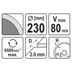 YATO Gyémánt vágókorong 230 x2,0 x 10 x 22,2 mm folytonos (YT-59975) YATO Gyémánt vágókorong 230 x2,0 x 10 x 22,2 mm folytonos (YT-59975)