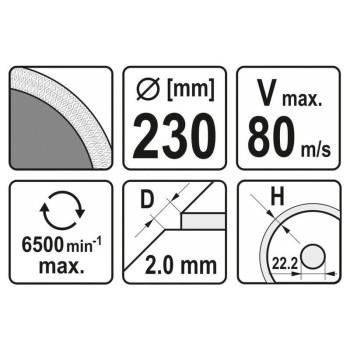 YATO Gyémánt vágókorong 230 x2,0 x 10 x 22,2 mm folytonos (YT-59975)