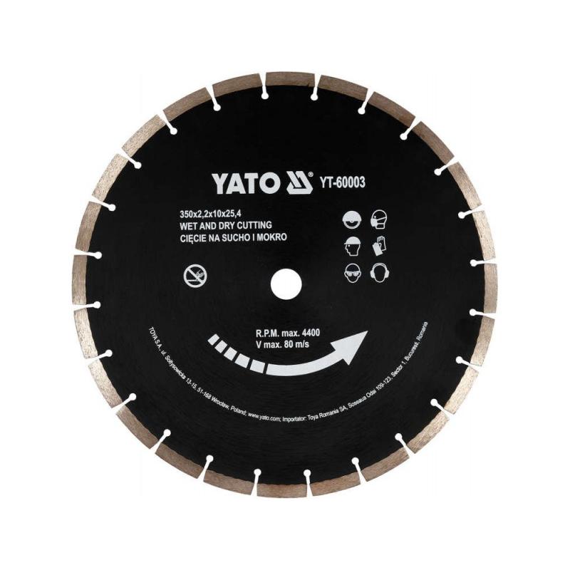YATO Gyémánt vágókorong 350 x 3,4 x 10,0 x 25,4 mm szegmentált (YT-60003)