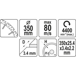 YATO Gyémánt vágókorong 350 x 3,4 x 10,0 x 25,4 mm szegmentált (YT-60003) YATO Gyémánt vágókorong 350 x 3,4 x 10,0 x 25,4 mm szegmentált (YT-60003)