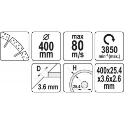 YATO Gyémánt vágókorong 400 x 3,6 x 10,0 x 25,4 mm szegmentált (YT-60004) YATO Gyémánt vágókorong 400 x 3,6 x 10,0 x 25,4 mm szegmentált (YT-60004)