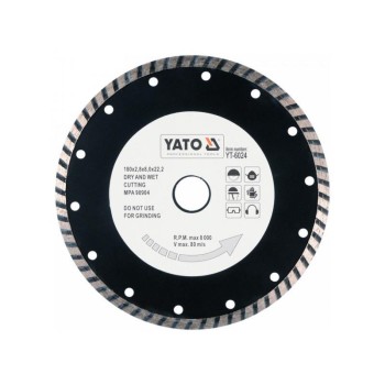 YATO Gyémánt vágókorong 180 x 2,8 x 8,0 x 22,2 mm turbo (YT-6024)