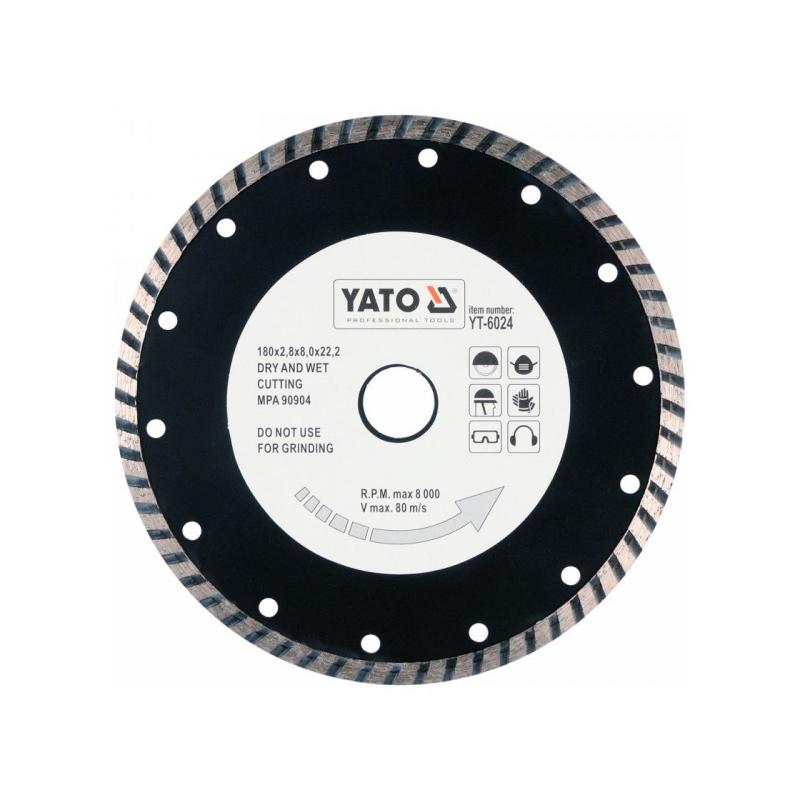 YATO Gyémánt vágókorong 180 x 2,8 x 8,0 x 22,2 mm turbo (YT-6024)