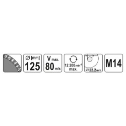 YATO Gyémánt fazékkorong 125 x 22,2 mm (YT-60322) YATO Gyémánt fazékkorong 125 x 22,2 mm (YT-60322)