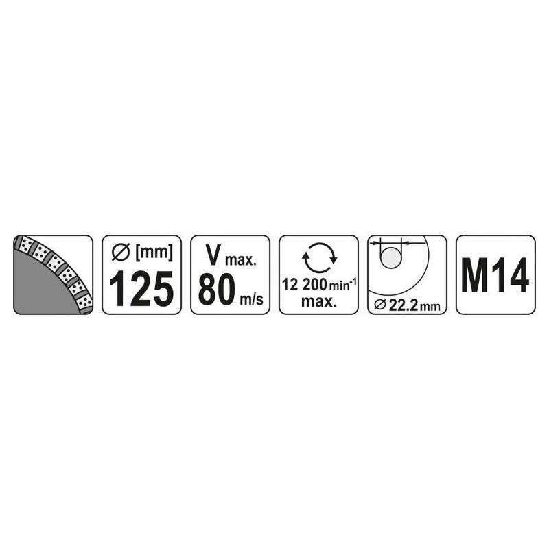YATO Gyémánt fazékkorong 125 x 22,2 mm (YT-60322) YATO Gyémánt fazékkorong 125 x 22,2 mm (YT-60322)