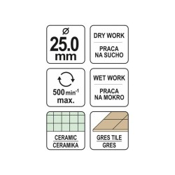 YATO Gyémánt körkivágó 25 mm vizes/száraz (YT-60429) YATO Gyémánt körkivágó 25 mm vizes/száraz (YT-60429)
