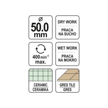 YATO Gyémánt körkivágó 50 mm vizes/száraz (YT-60432) YATO Gyémánt körkivágó 50 mm vizes/száraz (YT-60432)