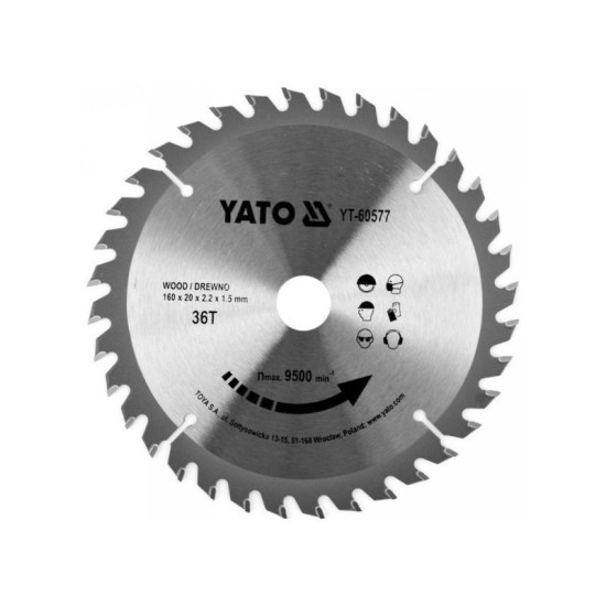 YATO Fűrésztárcsa fához 160 x 20 x 1,5 mm / 36T (YT-60577)