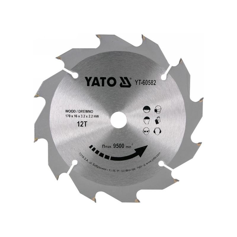 YATO Fűrésztárcsa fához 170 x 16 x 2,2 mm / 12T (YT-60582)