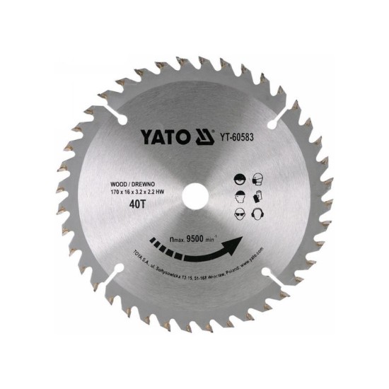 YATO Fűrésztárcsa fához 170 x 16 x 2,2 mm / 40T (YT-60583) YATO Fűrésztárcsa fához 170 x 16 x 2,2 mm / 40T (YT-60583)