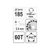 YATO Fűrésztárcsa PVC-hez 185 x 20 x 1,5 mm / 60T (YT-60627)