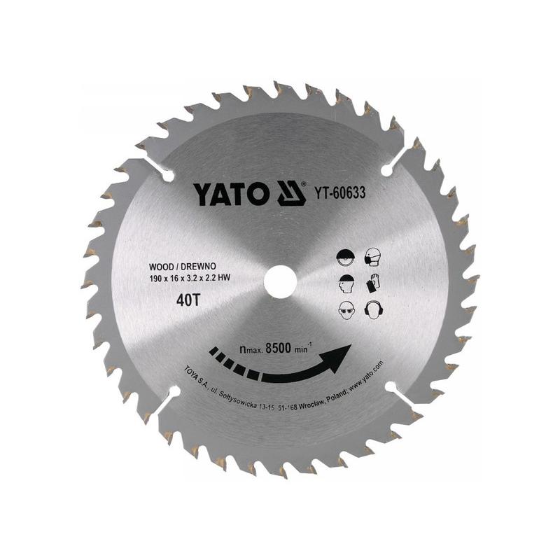 YATO Fűrésztárcsa fához 190 x 16 x 2,2 mm / 40T (YT-60633)