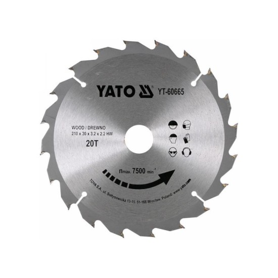 YATO Fűrésztárcsa fához 210 x 30 x 2,2 mm / 20T (YT-60665)