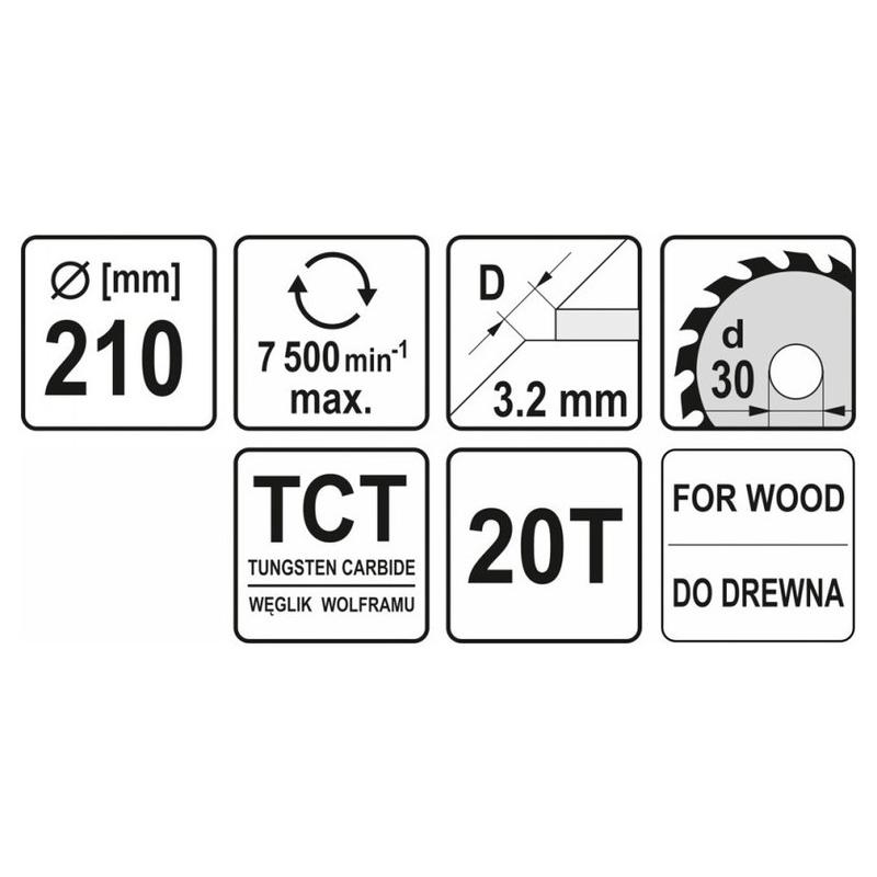 YATO Fűrésztárcsa fához 210 x 30 x 2,2 mm / 20T (YT-60665)