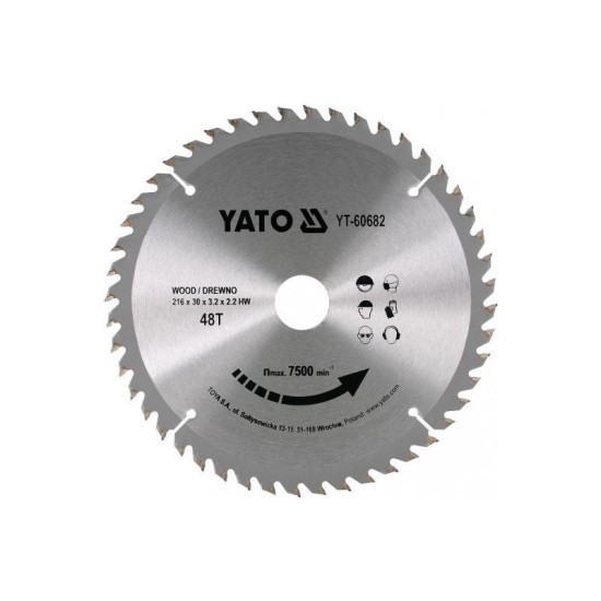 YATO Fűrésztárcsa fához 216 x 30 x 2,2 mm / 48T (YT-60682)