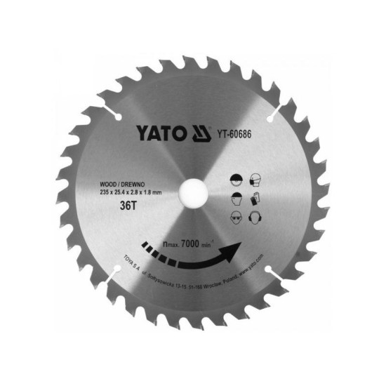 YATO Fűrésztárcsa fához 235 x 25,4 x 1,8 mm / 36T (YT-60686)