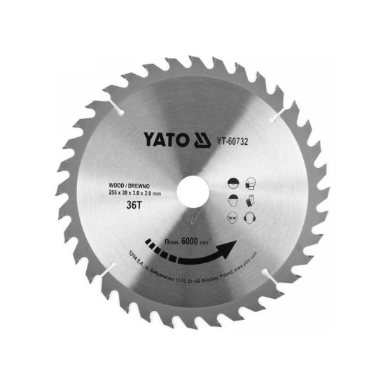 YATO Fűrésztárcsa fához 255 x 30 x 2,0 mm / 36T (YT-60732)