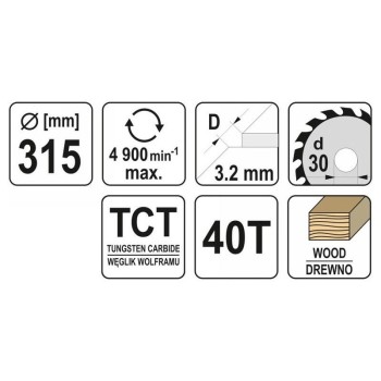 YATO Fűrésztárcsa fához 315 x 30 x 3,2 mm / 40T (YT-60791) YATO Fűrésztárcsa fához 315 x 30 x 3,2 mm / 40T (YT-60791)